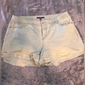 Stone wash jean shorts